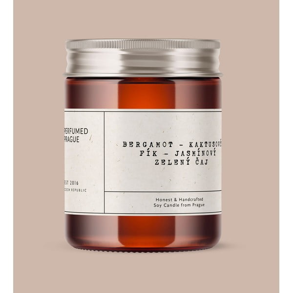 Dišeča sveča iz sojinega voska čas gorenja 40 h #46 Bergamot, Jasmine, Opuncia – Perfumed Prague-image-1