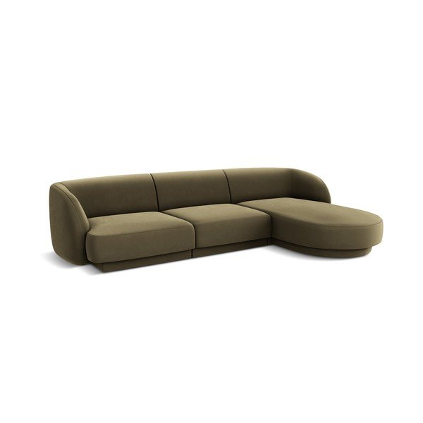 Zelena žametna kotna sedežna garnitura (z desnim kotom) Miley  – Micadoni Home-image-2
