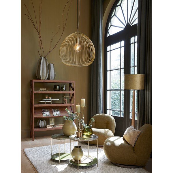 Zelen fotelj iz tkanine bouclé Gumaca – Light & Living-image-4