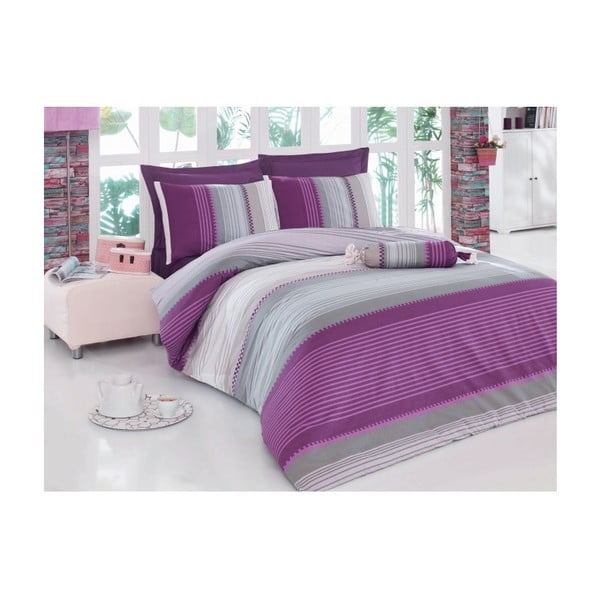 Vijolična posteljnina za zakonsko posteljo Valentina, 200 x 220 cm