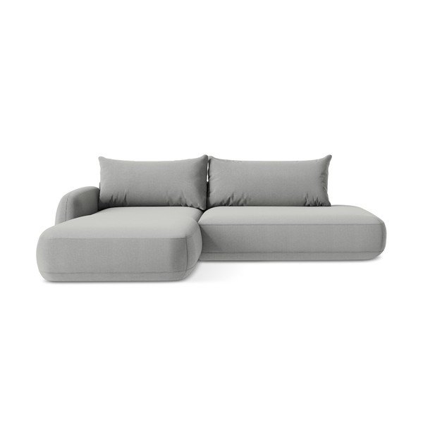 Svetlo siva raztegljiva kotna sedežna garnitura (levi kot/z ležalnikom) Hale – Makamii