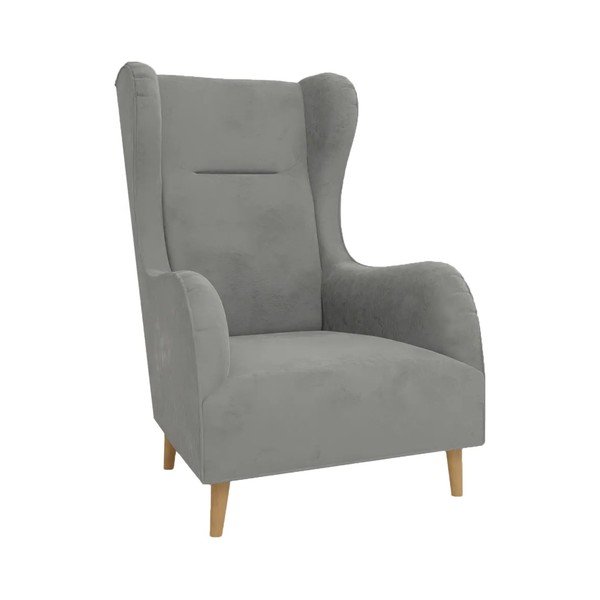 Svetlo siv žameten fotelj z naslonom Carole – Ropez