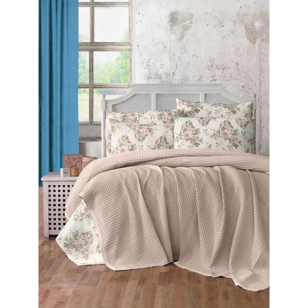 Svetlo rjavo bombažno pregrinjalo 220x240 cm Waffle – Mila Home