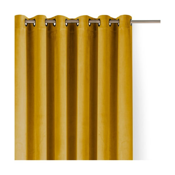 Gorčično rumena žametna zavesa za delno zatemnitev 400x300 cm Velto – Filumi