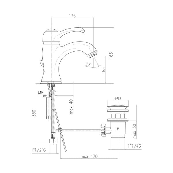 Stoječa armatura za umivalnik v bronasti barvi Kirké – Sapho-image-3