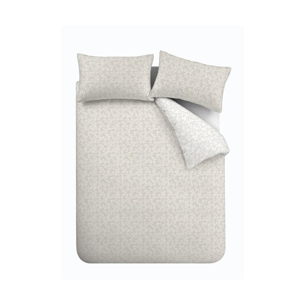 Bela/bež bombažna posteljnina za zakonsko posteljo 200x200 cm Shadow Leaves – Bianca