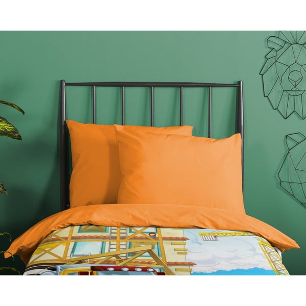 Oranžna enojna bombažna otroška posteljnina 140x200 cm Building – Good Morning-image-2