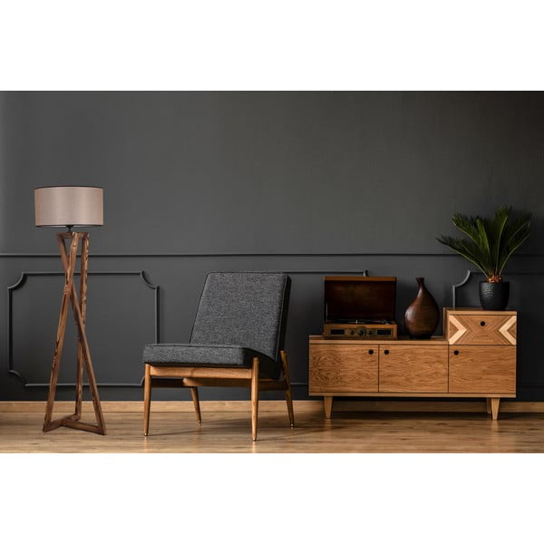 Rjava stoječa svetilka s tekstilnim senčilom (višina 149 cm) Maçka – Opviq lights-image-1