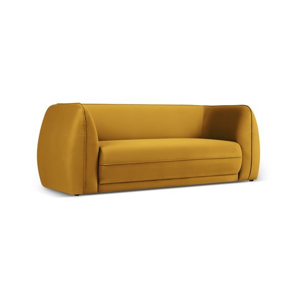 Rumena žametna sedežna garnitura 190 cm Lando – Micadoni Home-image-2
