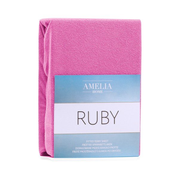 Vijolična elastična rjuha za zakonsko posteljo AmeliaHome Ruby Siesta, 200/220 x 200 cm-image-1