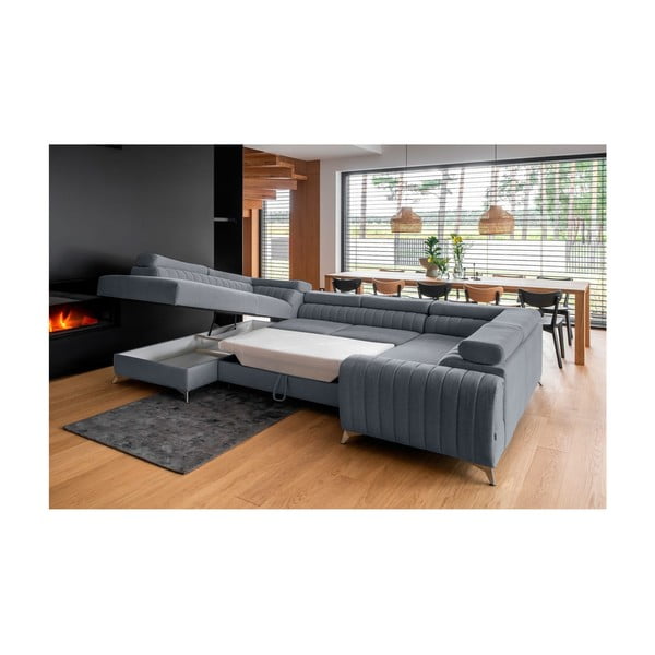 Modra raztegljiva/s prostorom za shranjevanje kotna sedežna garnitura (levi kot/v obliki črke "U") Louis – ELTAP-image-4