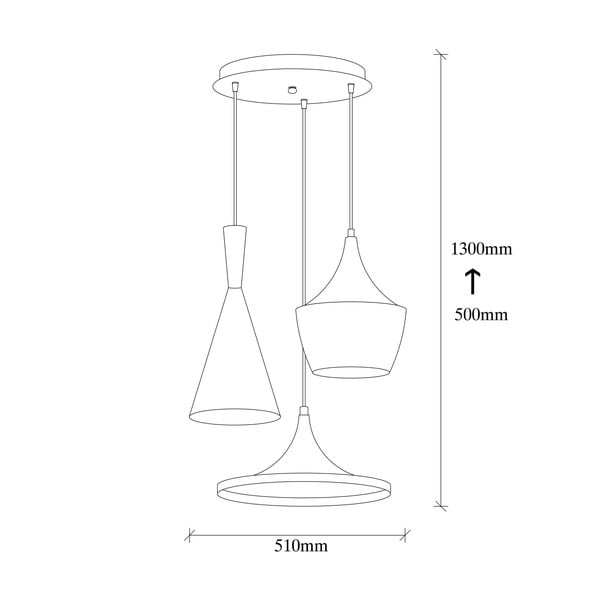 Črna/bakrena viseča svetilka s kovinskim senčilom ø 51 cm Elmas – Opviq lights-image-3