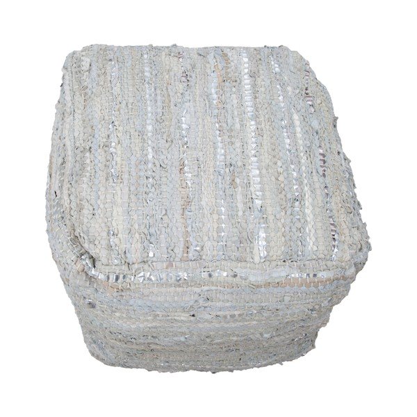 Usnjeni puf z bombažnimi detajli Mauro Ferretti Delhi Quadrato-image-3