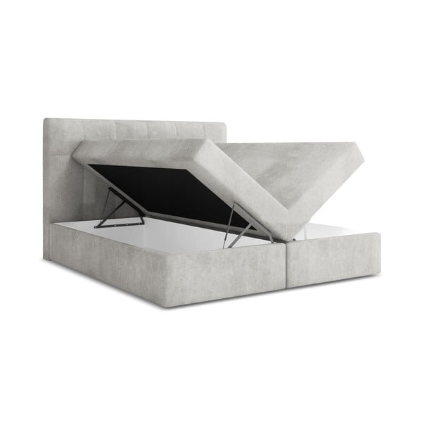 Boxspring postelja s prostorom za shranjevanje 140x200 cm v srebrni barvi Palta – Makamii-image-1