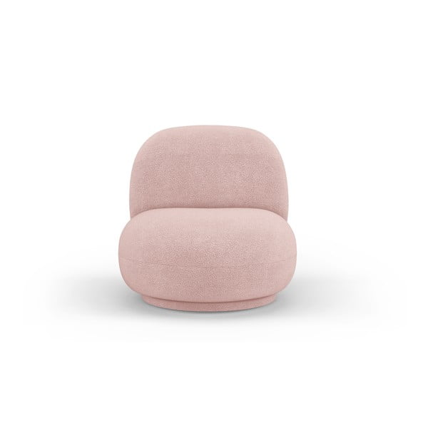 Svetlo rožnat fotelj iz tkanine bouclé Chuck – Micadoni Home