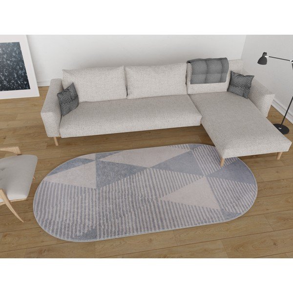 Siva pralna preproga 80x120 cm Oval – Vitaus-image-1