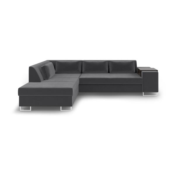 Temno siva kavč postelja Cosmopolitan Design San Antonio, levi kot
