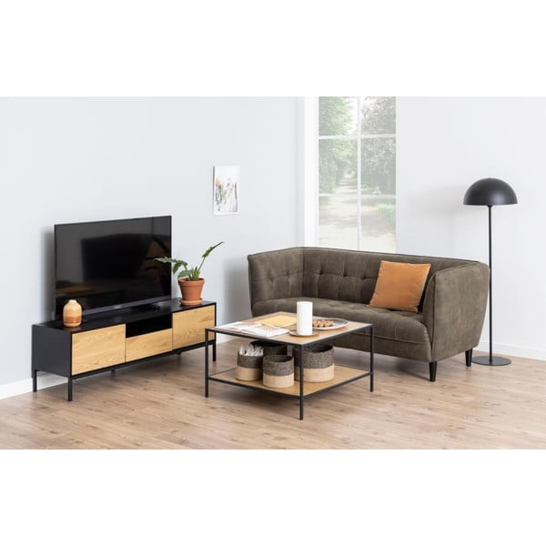 Črna TV omarica v hrastovem dekorju 140x45 cm Seaford – Actona-image-1