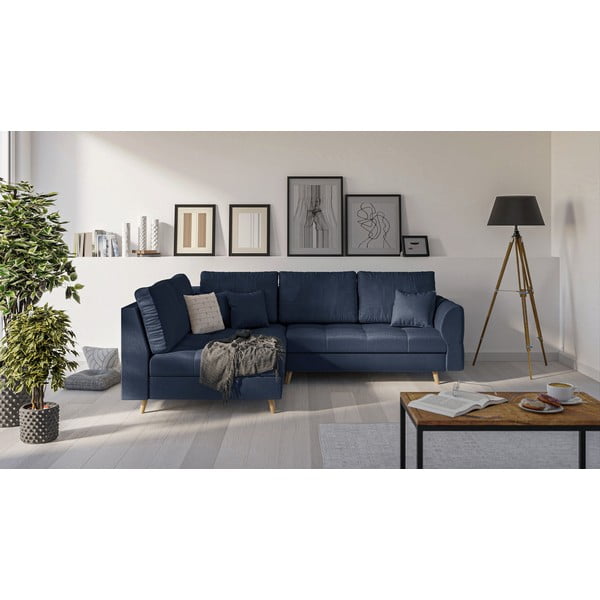 Temno modra kotna sedežna garnitura (z levim kotom) Ariella – Ropez-image-1