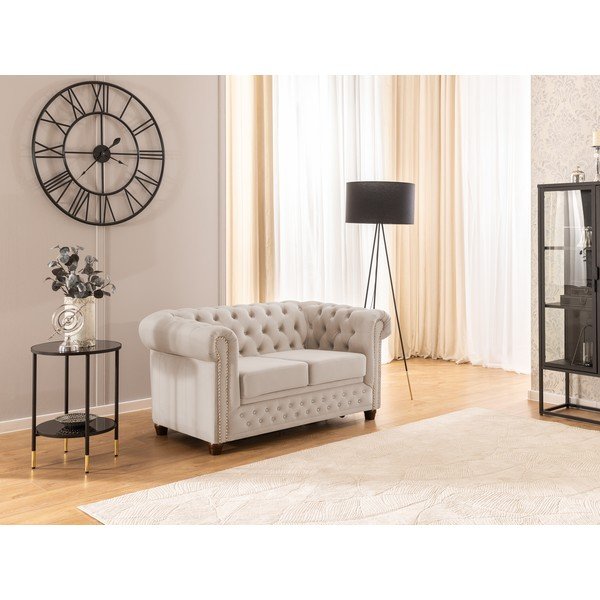 Bež žametna raztegljiva sedežna garnitura 148 cm York Blik – Ropez-image-4