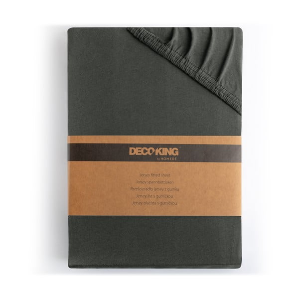 Temno siva napenjalna rjuha iz jerseyja 90x200 cm Amber – Restilo-image-4