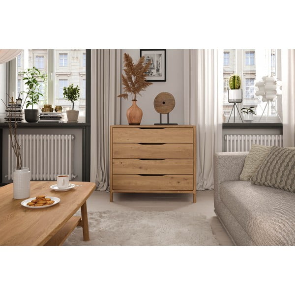 Nizka komoda iz masivnega hrasta 95x80 cm Twig – The Beds-image-3