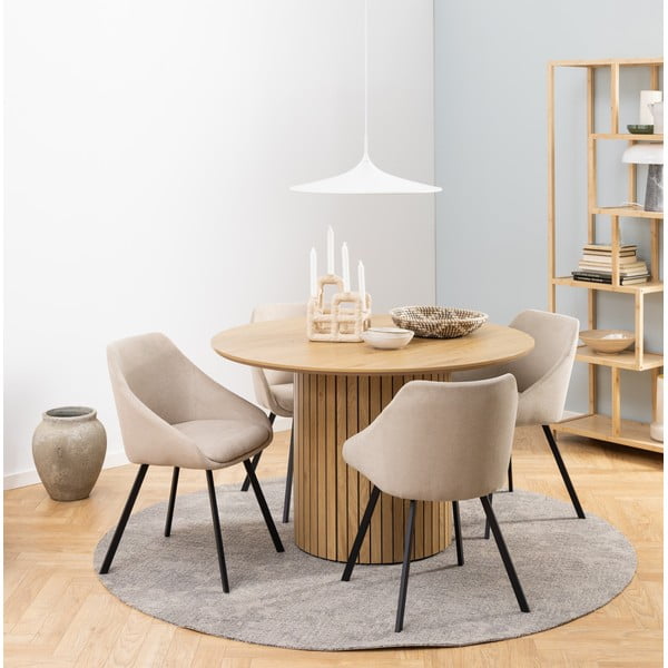 Okrogla jedilna miza s ploščo v hrastovem dekorju ø 120 cm Yale - Actona-image-1