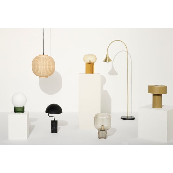 Rjava namizna svetilka s steklenim senčilom (višina 42 cm) Pirum – Hübsch-image-4