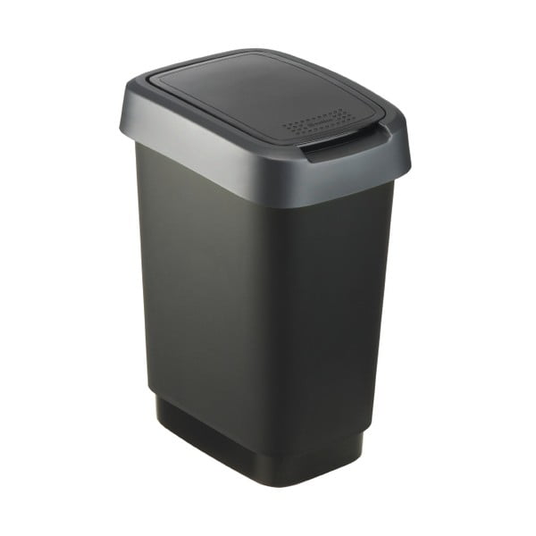 Koš za odpadke iz reciklirane plastike v srebrno-črni barvi 10 l Twist - Rotho