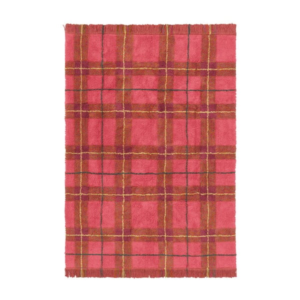 Rdeča pralna ročno tkana bombažna preproga 140x190 cm Tartan Vintage Red – Lorena Canals