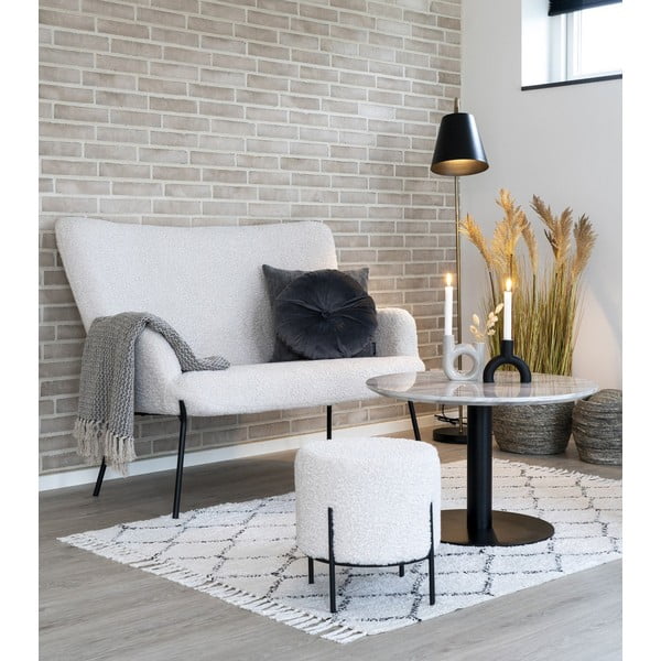 Bela/črna okrogla mizica z mizno ploščo v marmornem dekorju 70x70 cm Bolzano – House Nordic-image-1