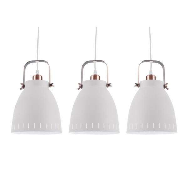 Bela viseča svetilka z bakrenimi detajli in 3 vtičnicami Leitmotiv Mingle