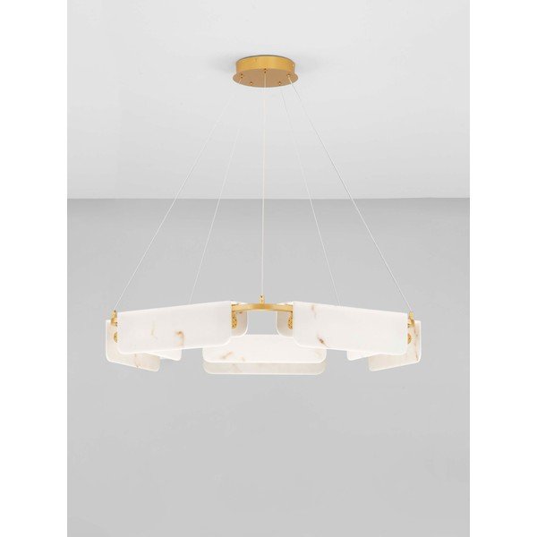 Kremno bela/medeninasta LED zatemnitvena viseča svetilka v marmornem dekorju ø 93 cm Aider – Nova Luce-image-4