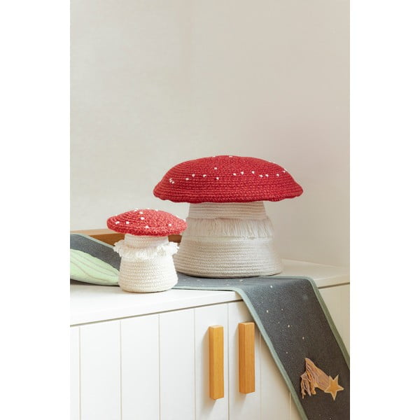 Rdeče-kremno bela tekstilna otroška škatla za shranjevanje ø 38x33 cm Big Mushroom – Lorena Canals-image-1