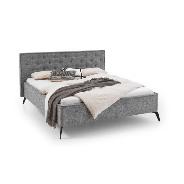 Siva oblazinjena zakonska postelja brez letvenega dna 140x200 cm Alicante – Meise Möbel-image-4