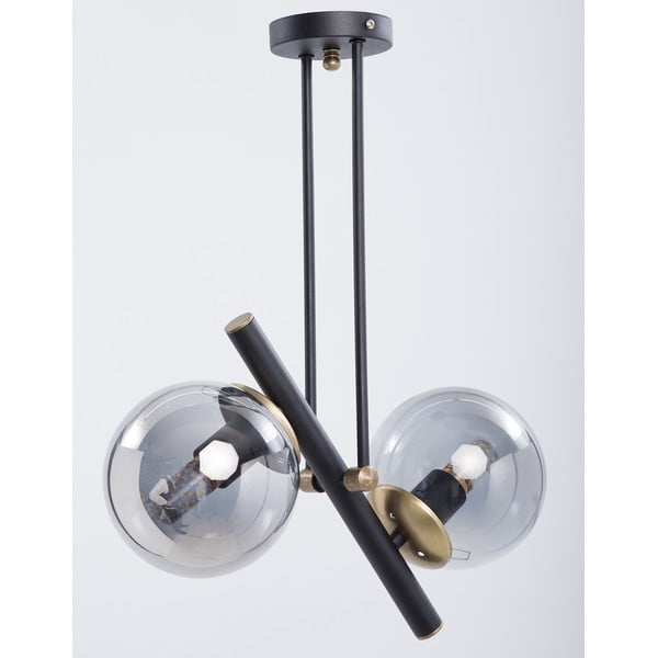Črna stropna svetilka s steklenim senčilom ø 15 cm Libra – Squid Lighting-image-2