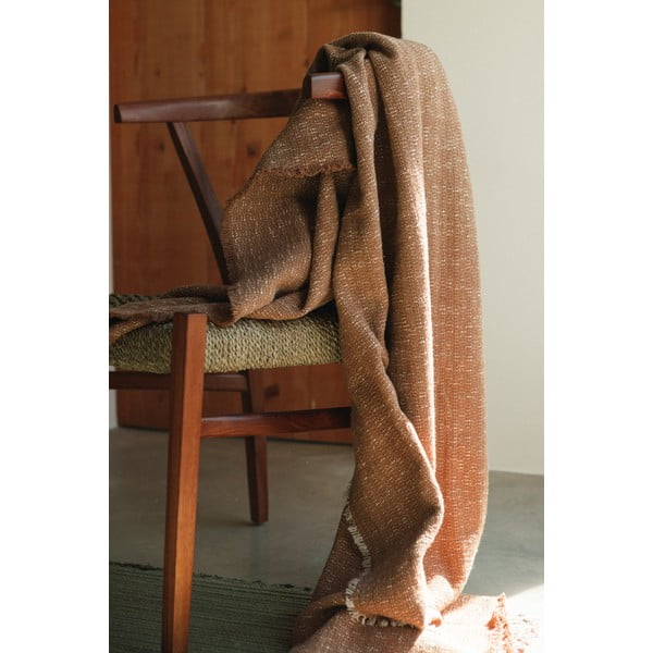 Oker rumena bombažna odeja 130x180 cm Handloom – Lorena Canals-image-1