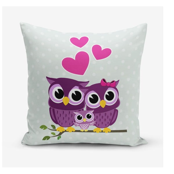 Prevleka za vzglavnik iz mešanice bombaža Minimalist Cushion Covers Hearts Owls, 45 x 45 cm