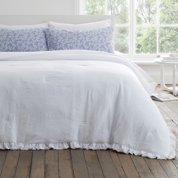Belo pregrinjalo za zakonsko posteljo 220x230 cm Soft Washed Frill – Bianca