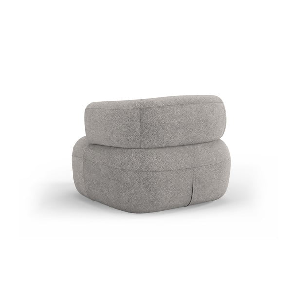 Svetlo siv fotelj iz tkanine bouclé Jenny – Micadoni Home-image-3