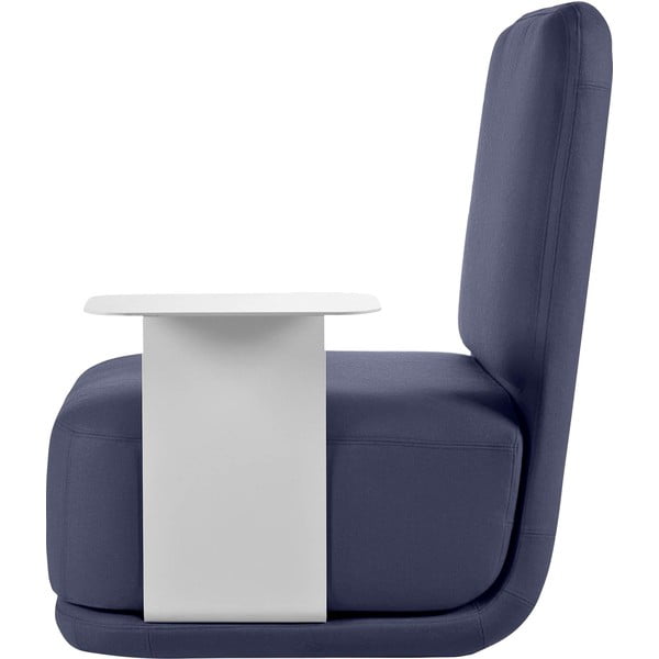 Temno moder fotelj z belo kovinsko mizico Softline Standby High + Side Table