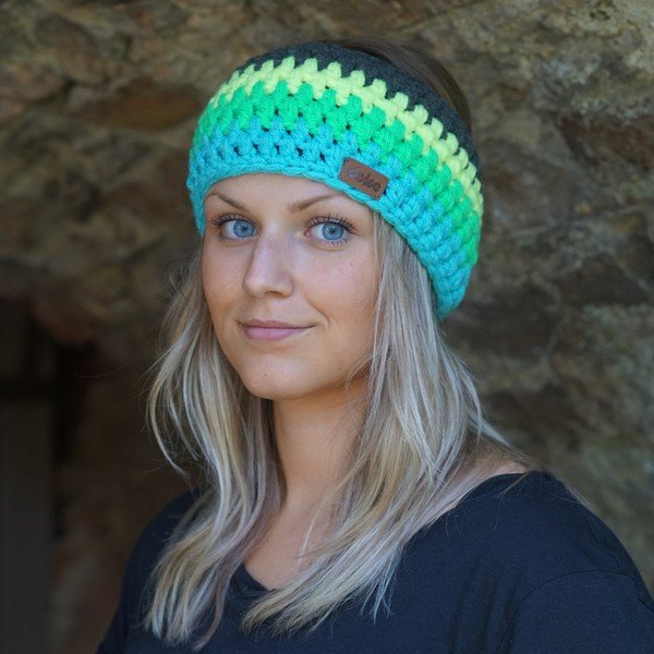 Ročno kvačkan naglavni trak DOKE Stripes Blue-image-3