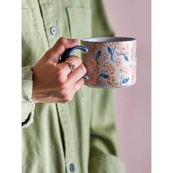 Modro-bež lončena skodelica 400 ml Myah – Bloomingville-image-1