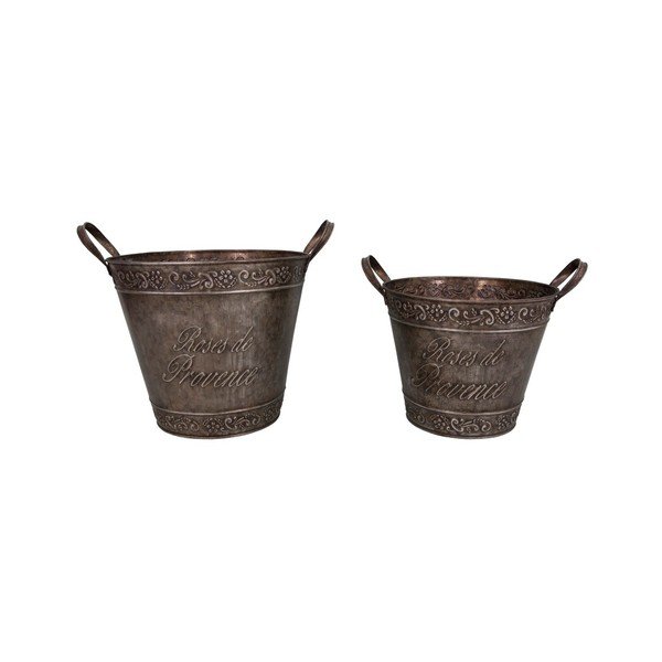 Set 2 lončkov za rože iz cinka Antic Line Roses de Provence