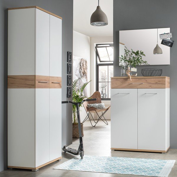 Bela omara za čevlje v hrastovem dekorju s predali Topix - Germania-image-4