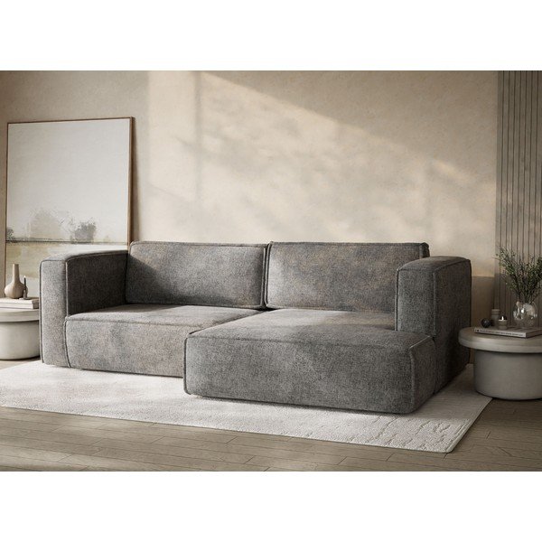 Siva raztegljiva/s prostorom za shranjevanje kotna sedežna garnitura iz šenilje (desni kot/z ležalnikom) Velto – Maison de Rêve-image-4