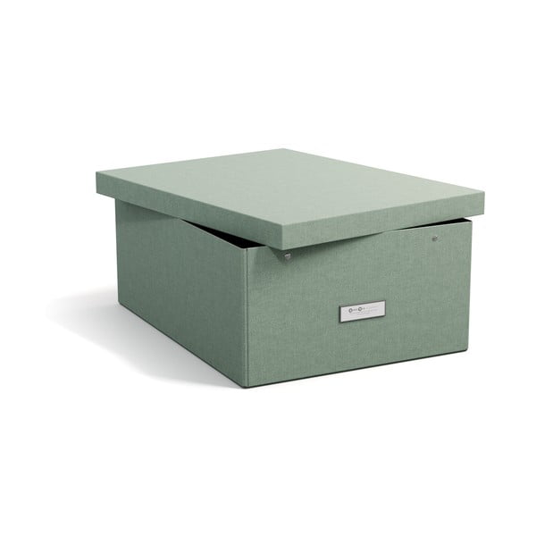 Zelenomodra kartonasta škatla za shranjevanje s pokrovom 34,5x45x18,5 cm Katrin Canvas Paper Laminate – Bigso