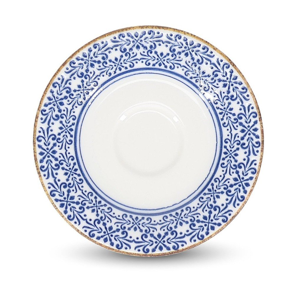 Bel/moder porcelanast čajni krožniček ø 14 cm Azul