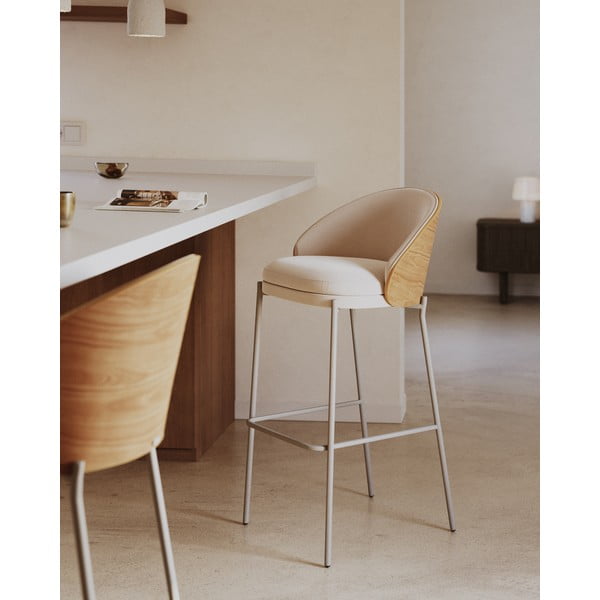 Barski stol v bež in naravni barvi (višina sedeža 77 cm) Eamy – Kave Home-image-1