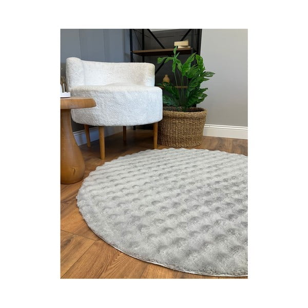 Siva pralna okrogla preproga ø 120 cm Bubbly – Oyo Concept-image-3